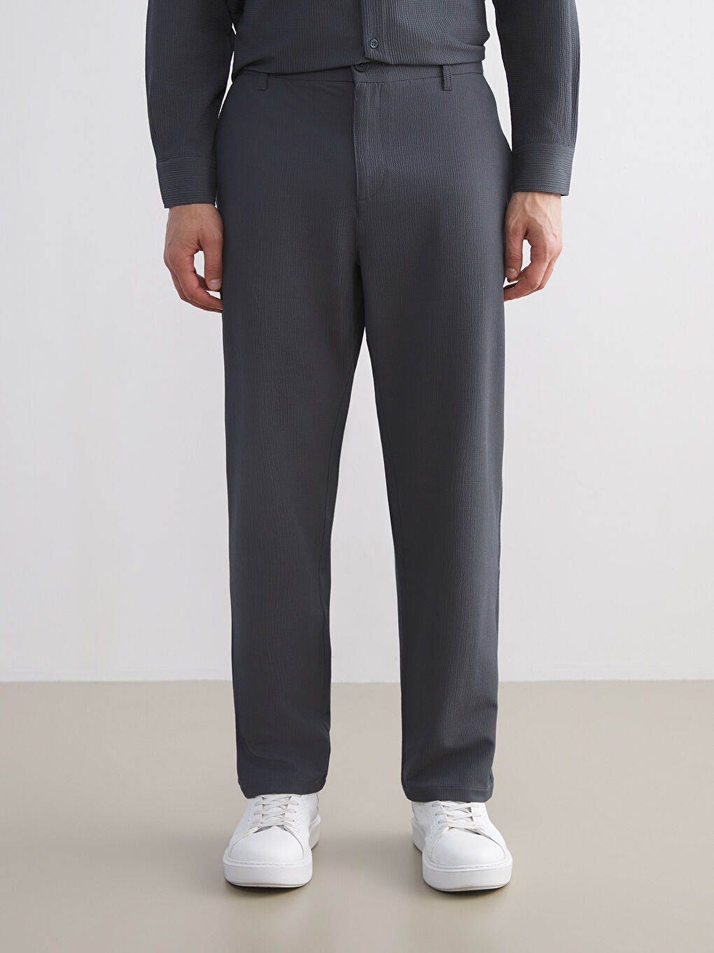 Antrasit Standart Kalıp Erkek Pantolon-2