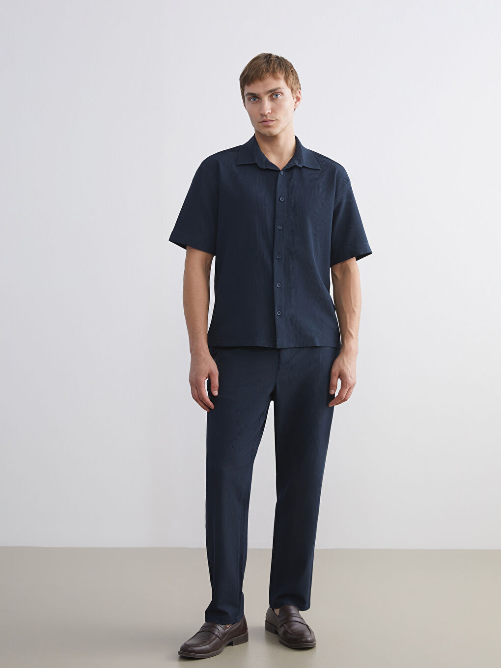 Lacivert Standart Kalıp Erkek Pantolon-1