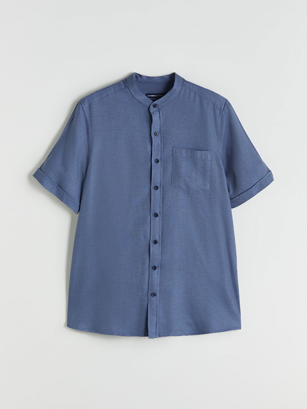 Lacivert Regular Fit Hakim Yaka Kısa Kollu Erkek Gömlek-4