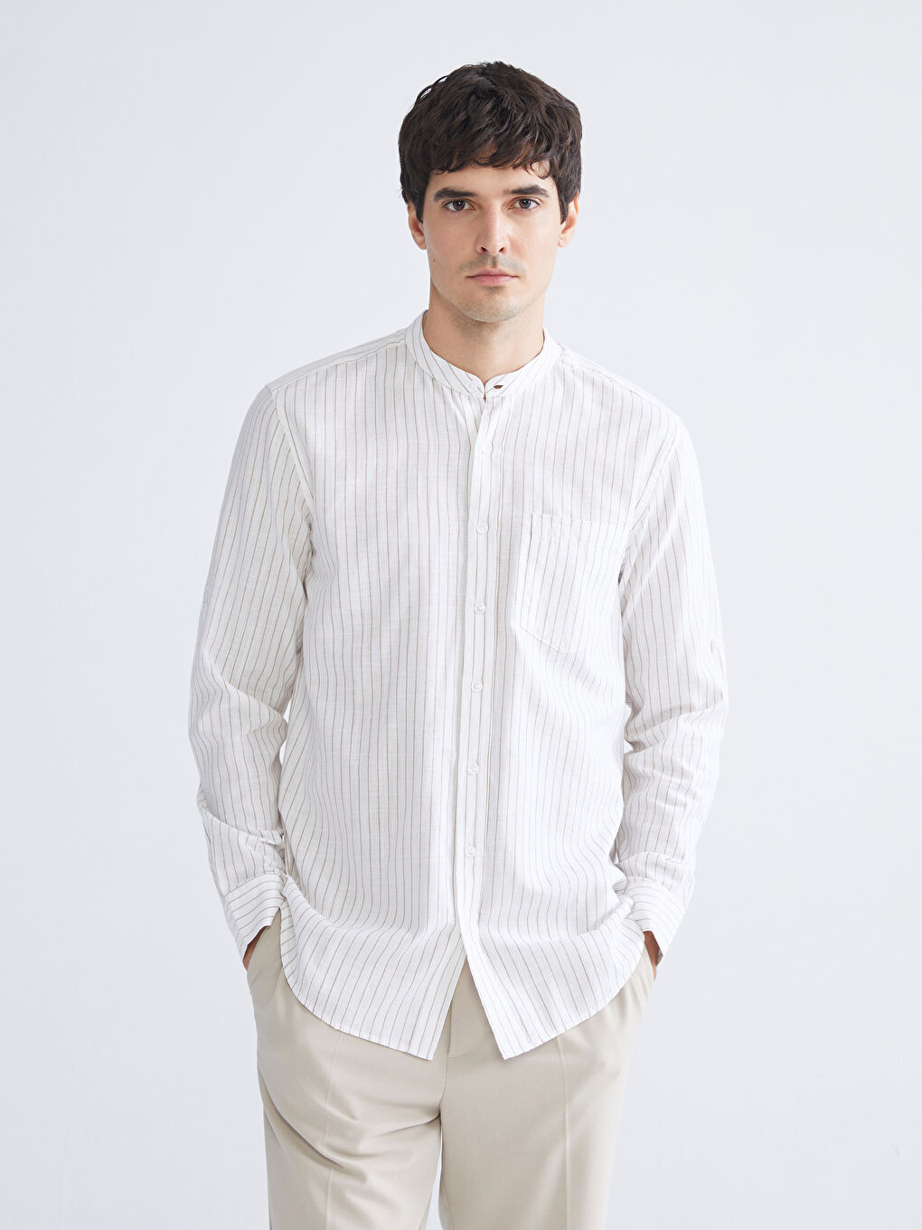 LCWAIKIKI Classic Man BEIGE Shirt -W5JY88Z8-ELZ