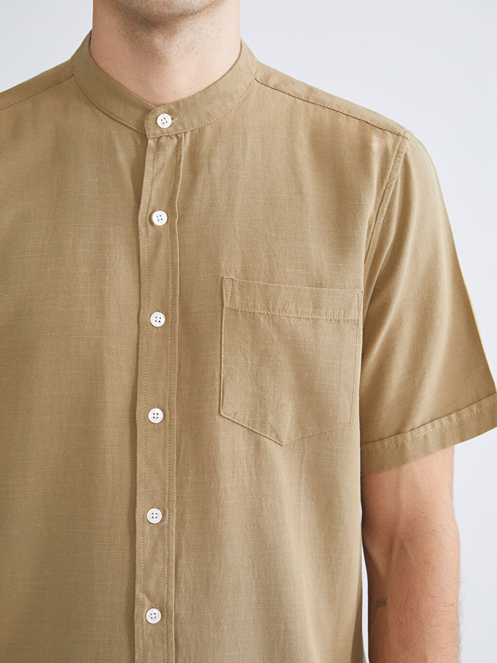 Regular Fit Hakim Yaka Kısa Kollu Poplin Gömlek-2