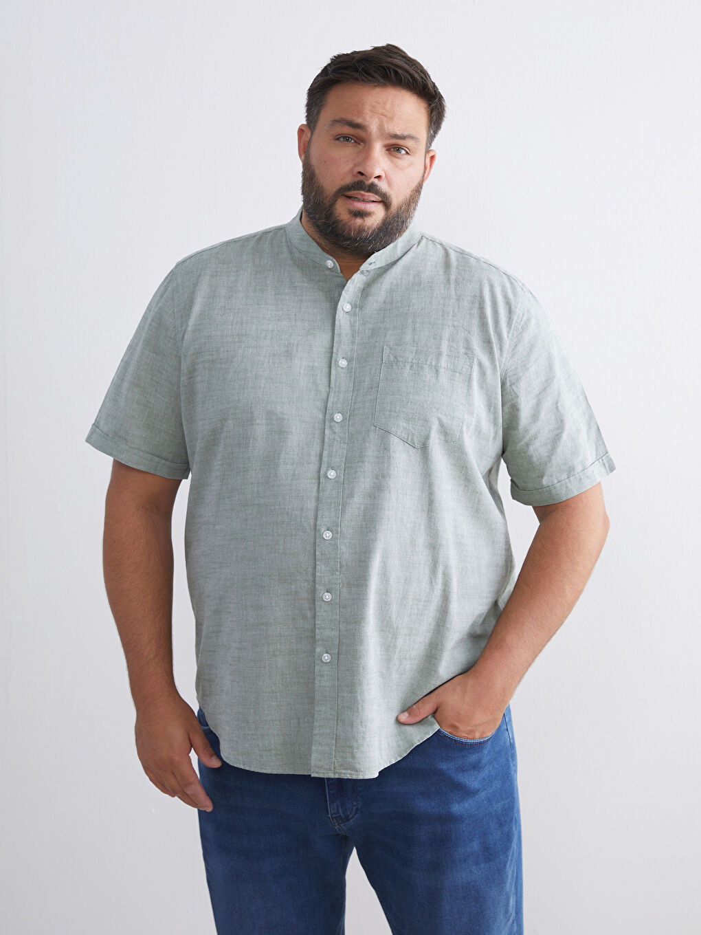 Regular Fit Hakim Yaka Poplin Erkek Gömlek