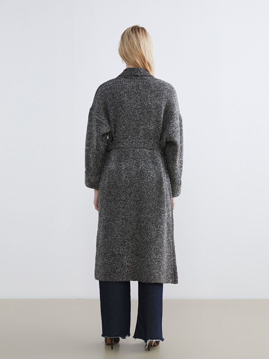 Antrasit Şal Yaka Kadın Triko Hırka-3