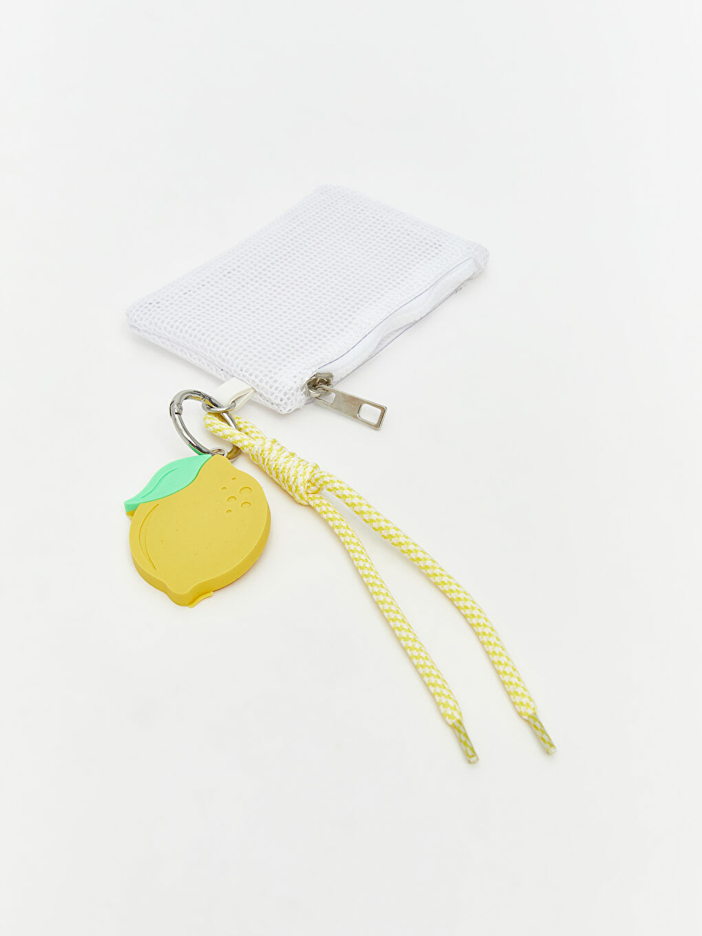 Beyaz Limon Baskılı Kadın Plaj Çantası ve Cüzdan-2