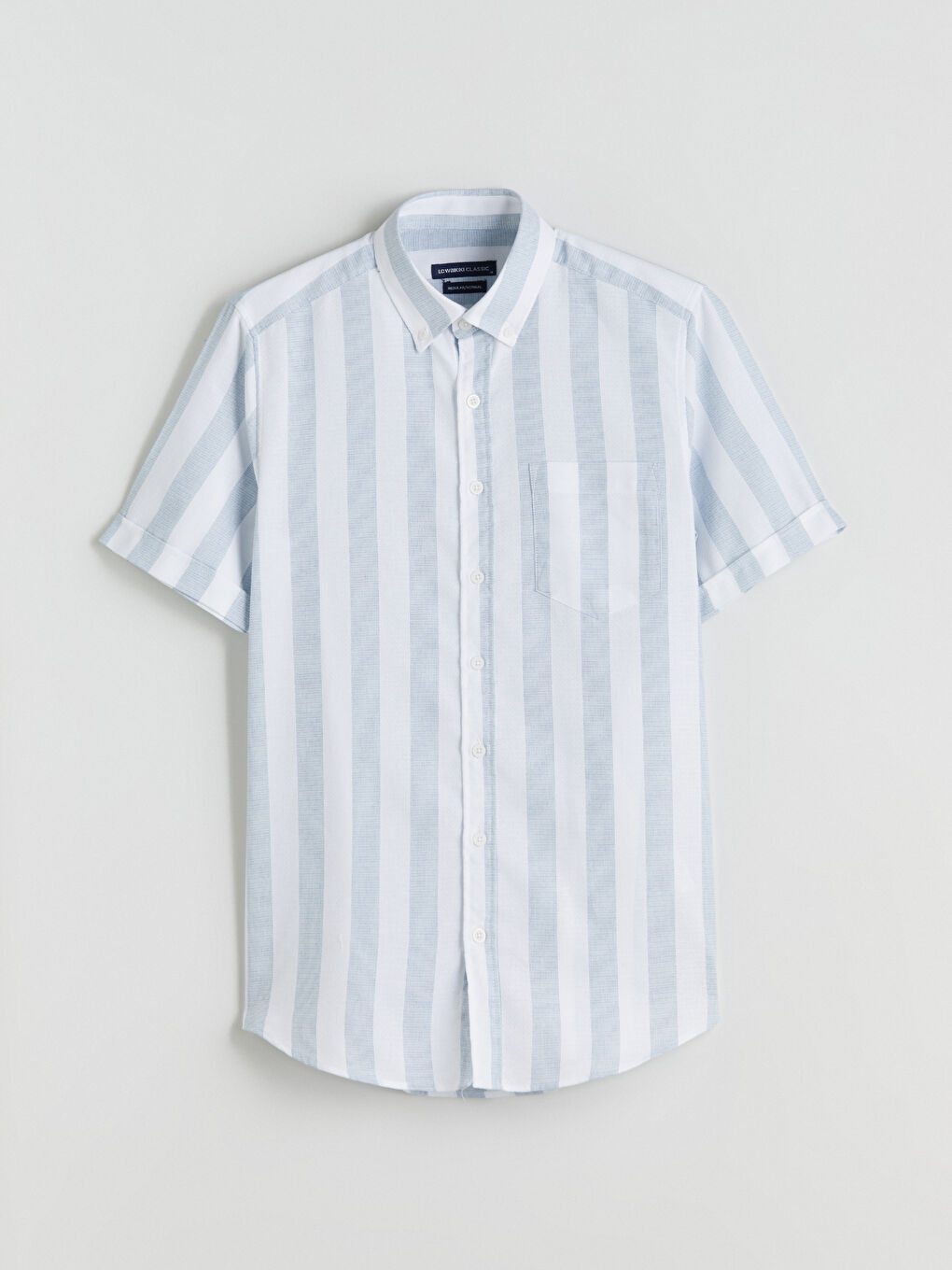 Mavi Regular Fit Kısa Kollu Çizgili Armürlü Erkek Gömlek-4
