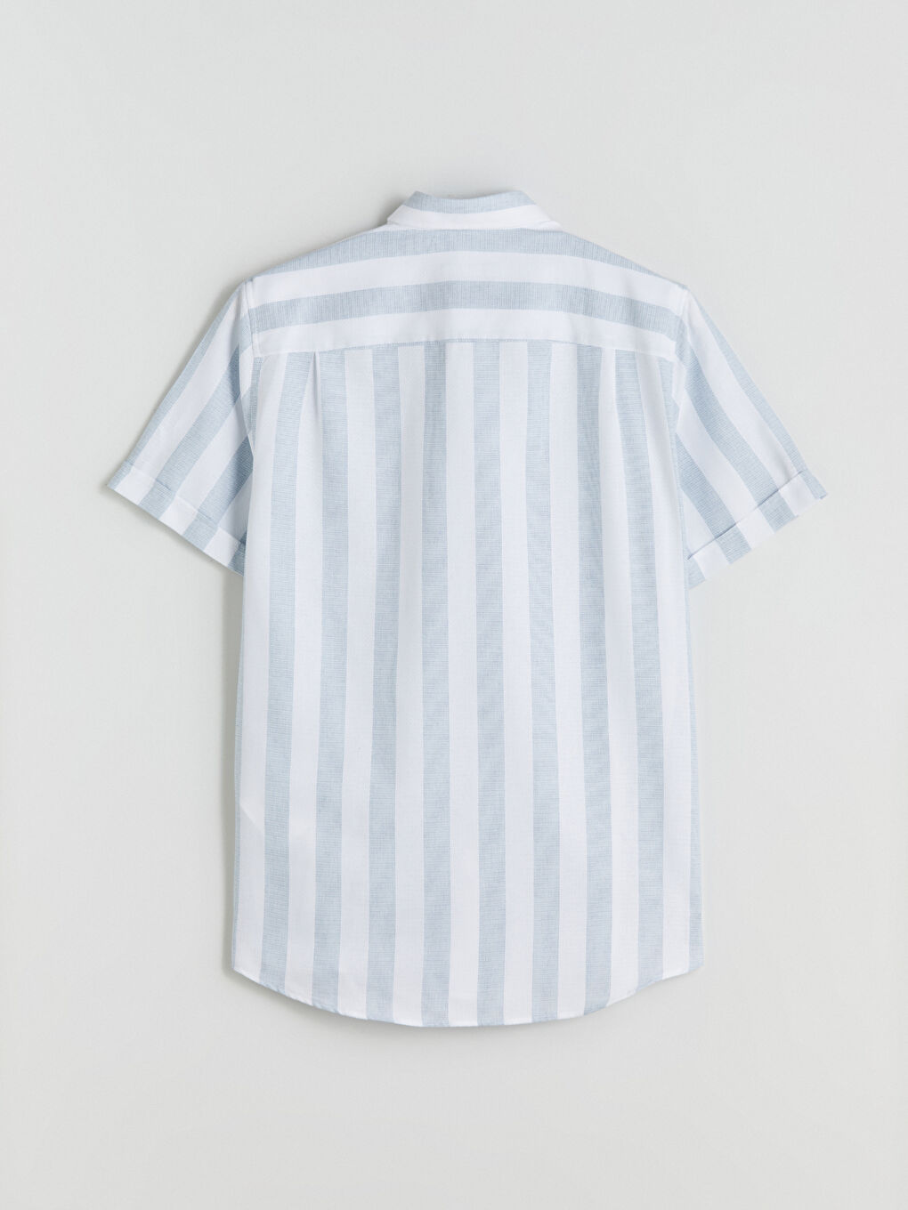 Mavi Regular Fit Kısa Kollu Çizgili Armürlü Erkek Gömlek-5
