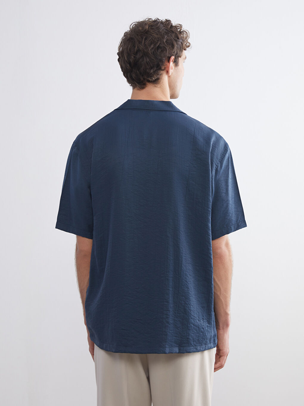 Petrol Regular Fit Resort Yaka Kısa Kollu Erkek Gömlek-7