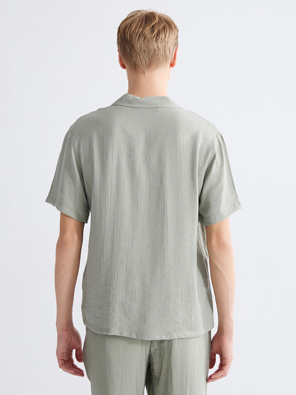 Yeşil Regular Fit Resort Yaka Kısa Kollu Erkek Gömlek-6
