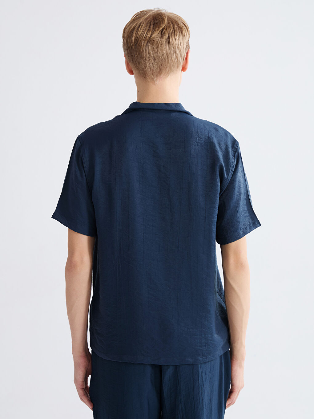 Petrol Regular Fit Resort Yaka Kısa Kollu Erkek Gömlek-6