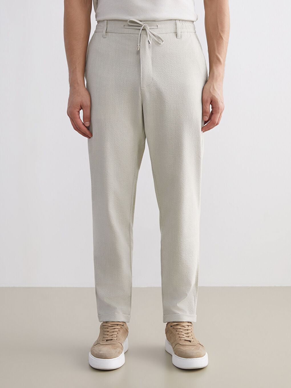 Bej Slim Fit Erkek Pantolon-2