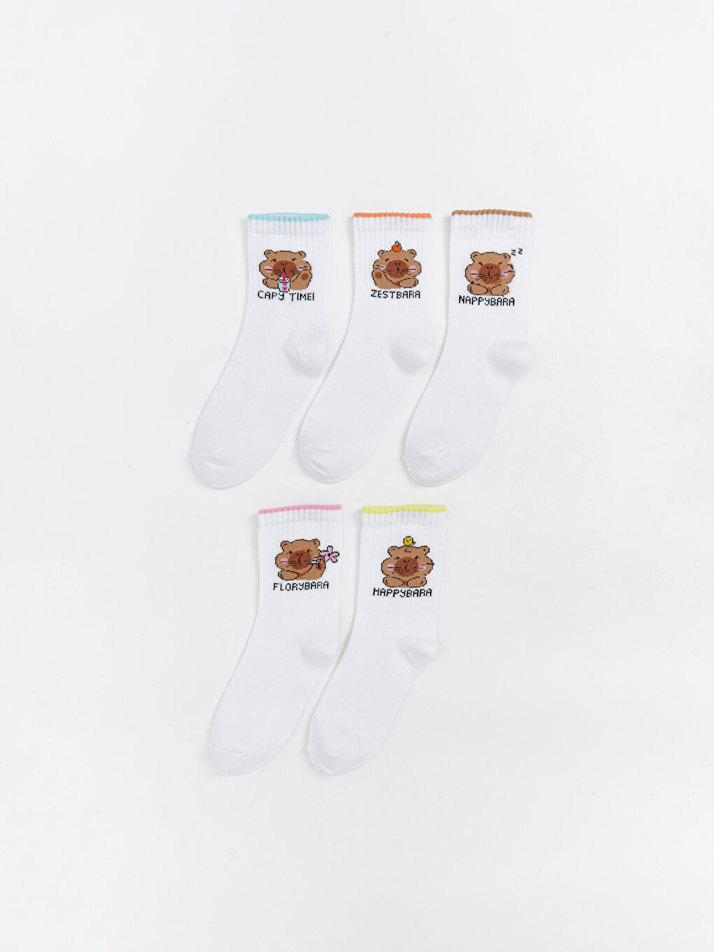 Patterned Girls' Ankle Socks 5 Pack