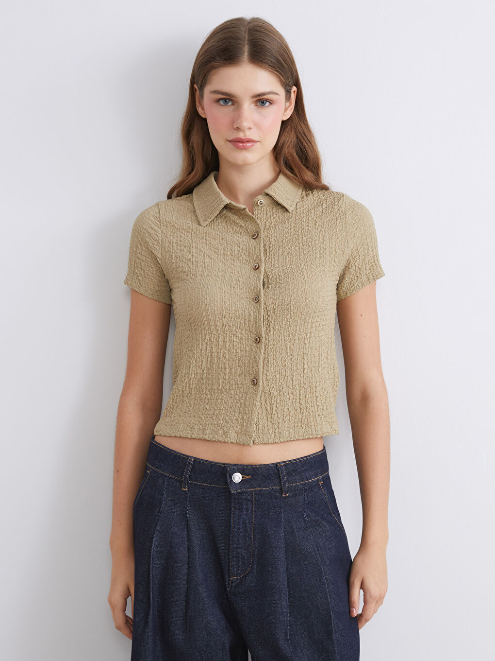 XSIDE Textured Women's Shirt -W5K058Z8-ZS5