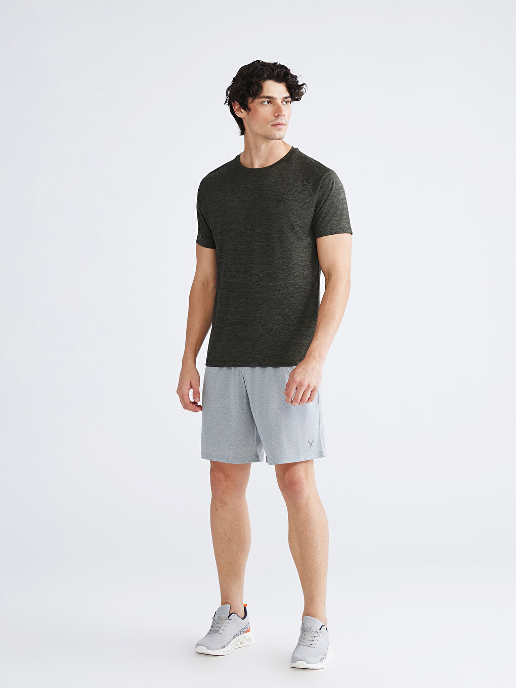 Haki Bisiklet Yaka Erkek Spor Tişört-1