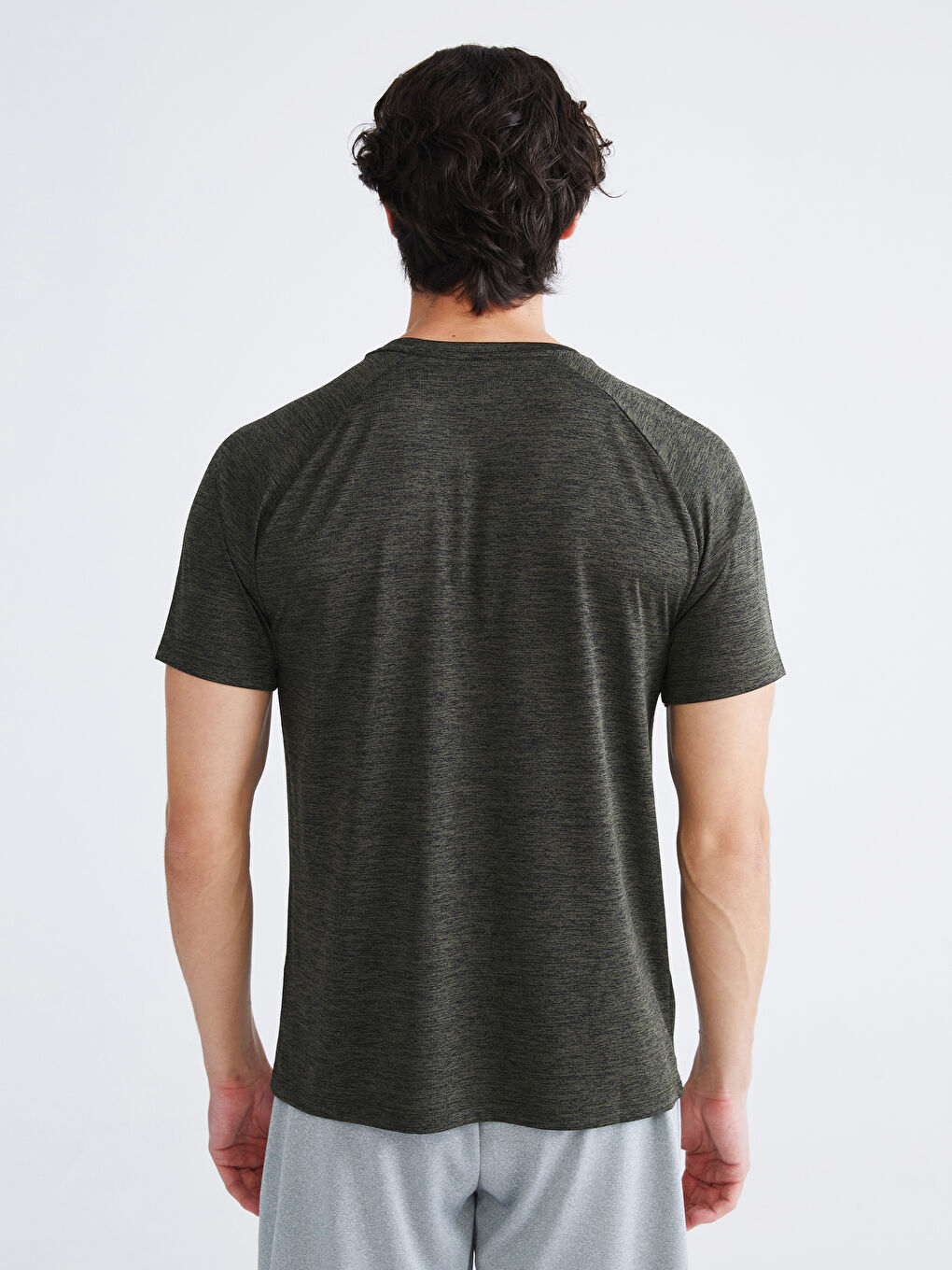 Haki Bisiklet Yaka Erkek Spor Tişört-3