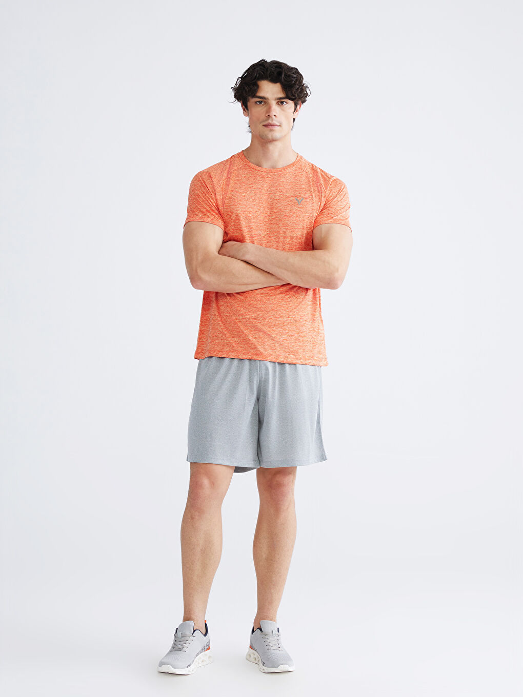 Turuncu Bisiklet Yaka Erkek Spor Tişört-1