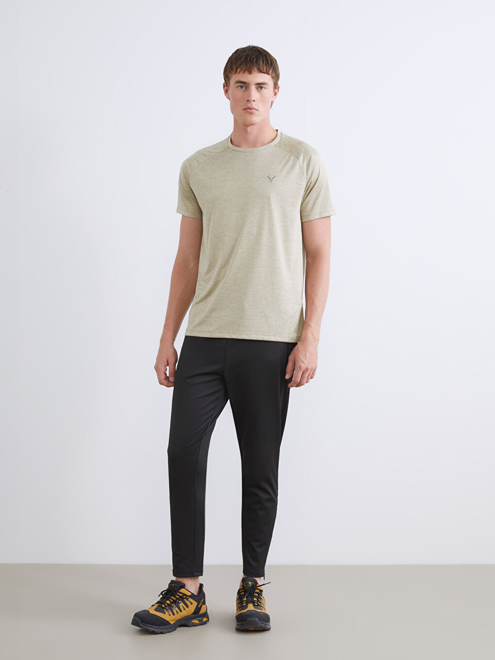 Haki Bisiklet Yaka Erkek Spor Tişört-1