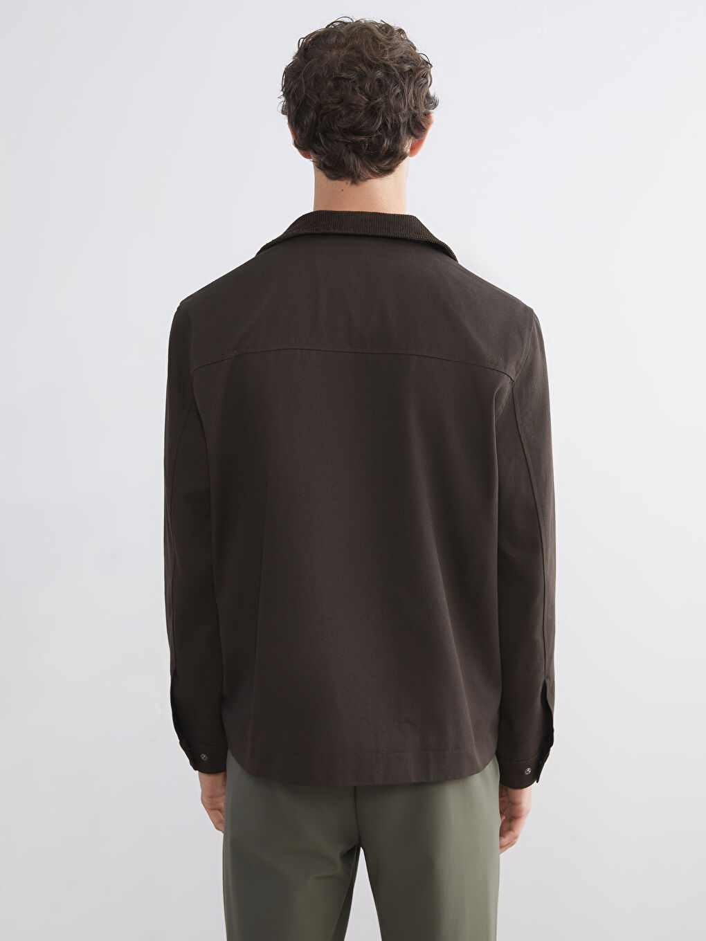 Kahverengi Standart Kalıp Kadife Yaka Erkek Mont-4