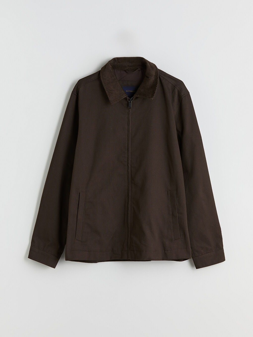 Kahverengi Standart Kalıp Kadife Yaka Erkek Mont-5