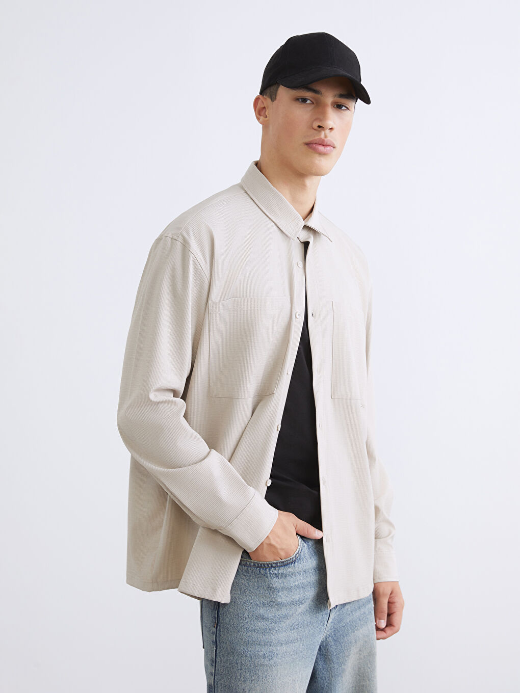 Long Sleeve Collared Neck Men's Shirt