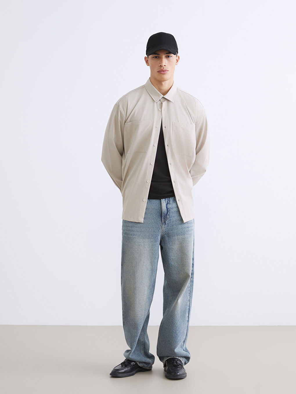 Long Sleeve Collared Neck Men's Shirt-1