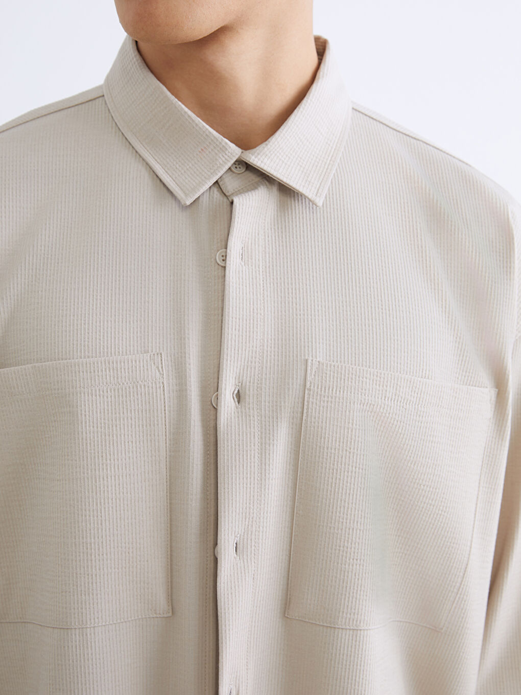 Long Sleeve Collared Neck Men's Shirt-2