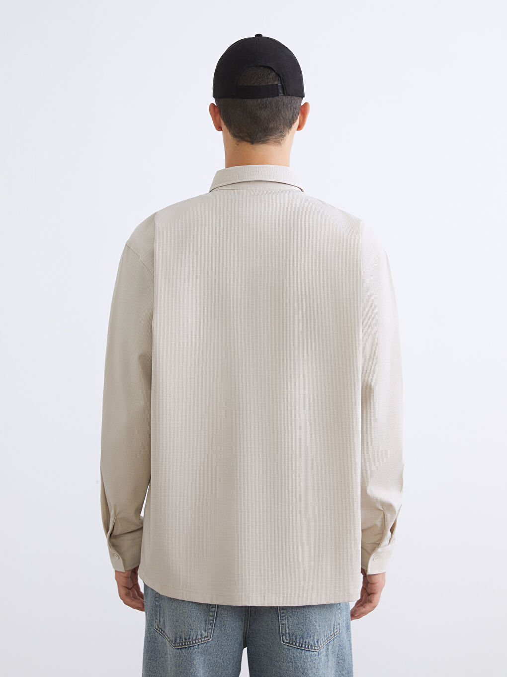 Long Sleeve Collared Neck Men's Shirt-3