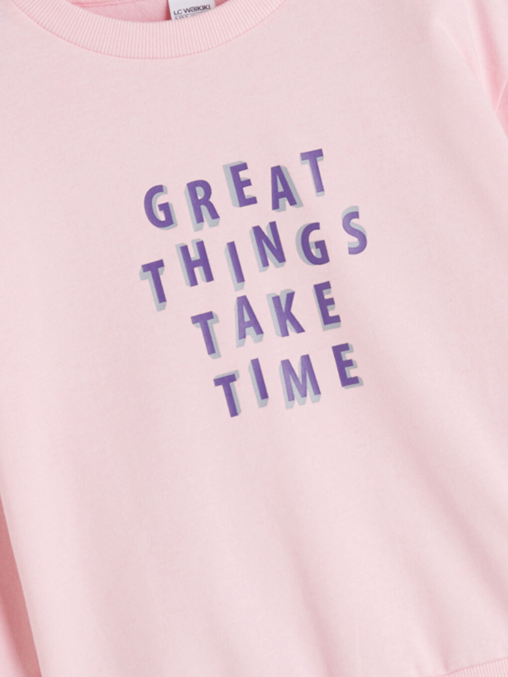 Pembe Bisiklet Yaka Baskılı Kız Çocuk Sweatshirt-3