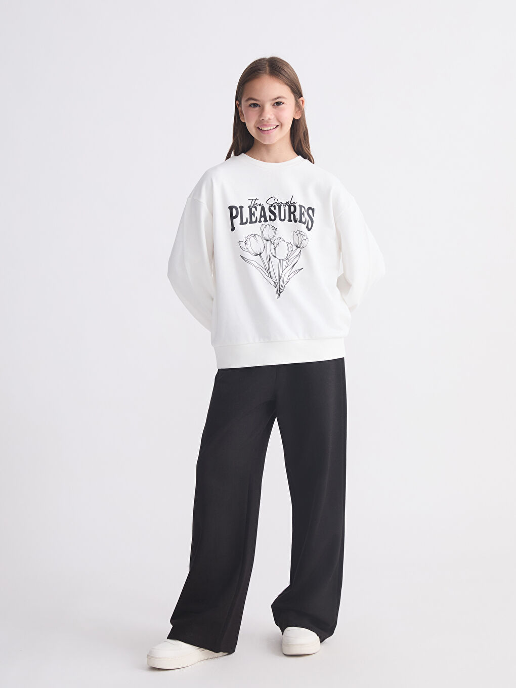 Dukserica sa okruglim izrezom, štampana, za devojčice-1