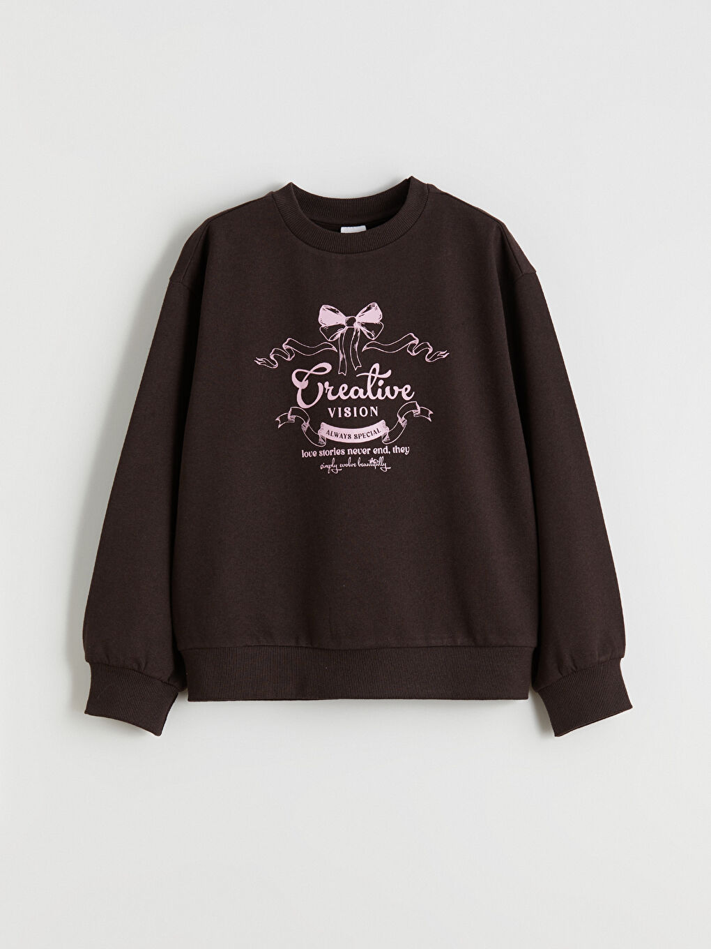 Қыздарға арналған принтті дөңгелек жағалы свитшот-2