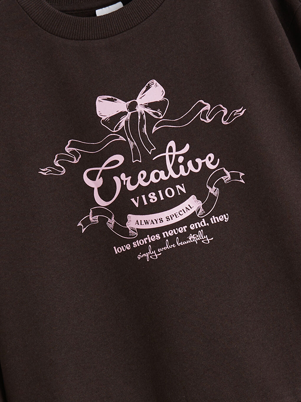 Қыздарға арналған принтті дөңгелек жағалы свитшот-3