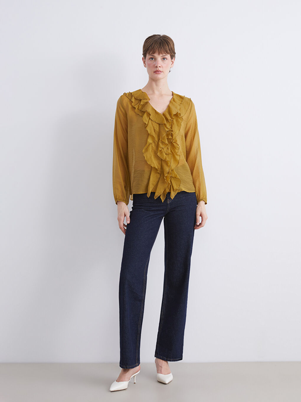V Neck Frilly Blouse-3