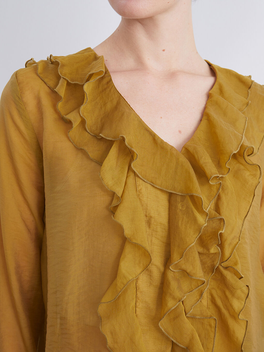 V Neck Frilly Blouse-5