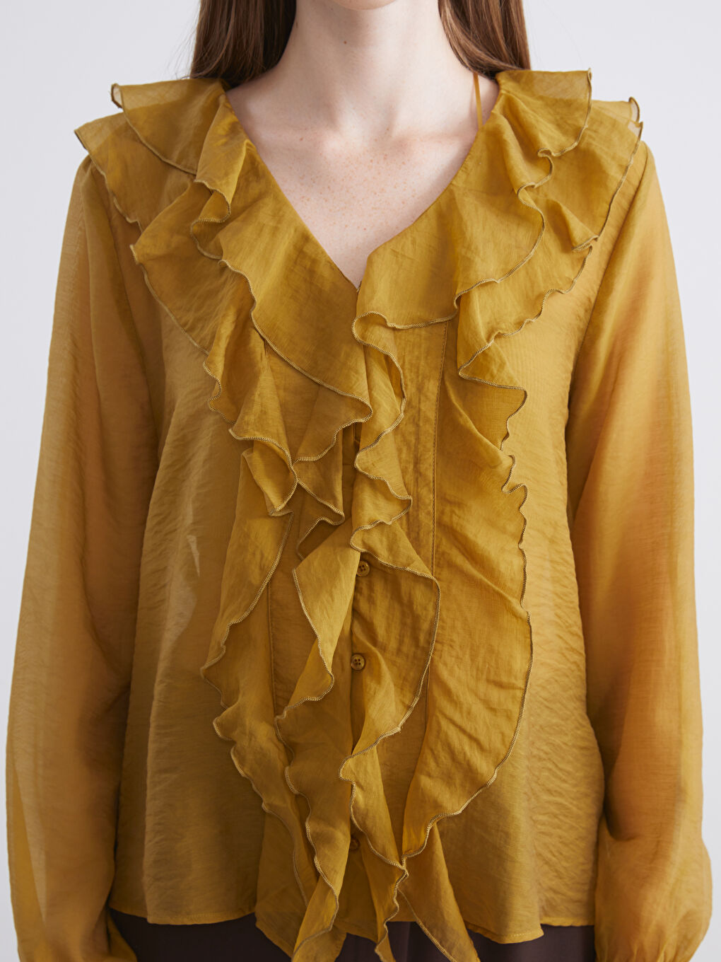 V Neck Frilly Blouse-4