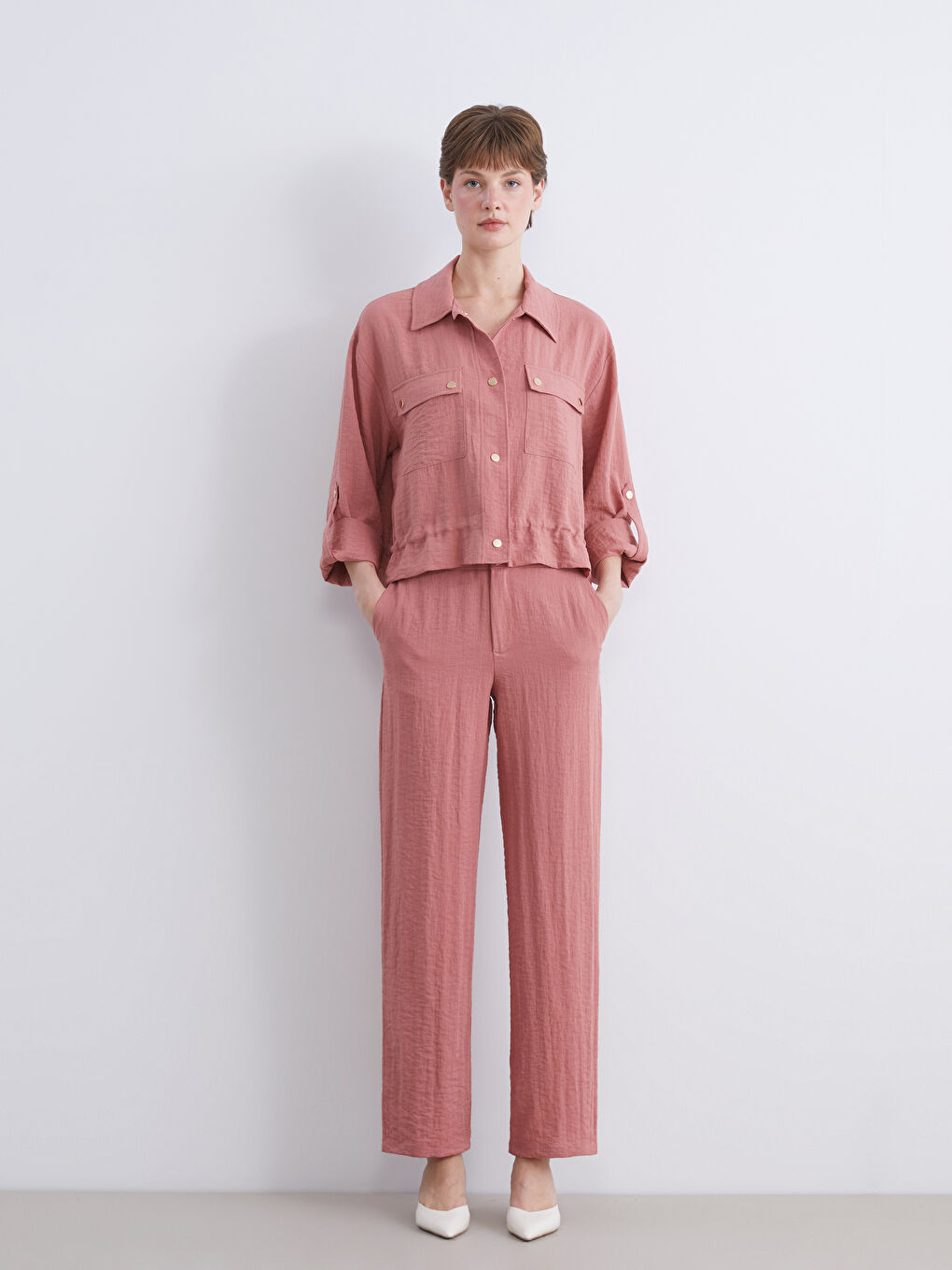 Оверсайз Добби Женская Рубашка-1