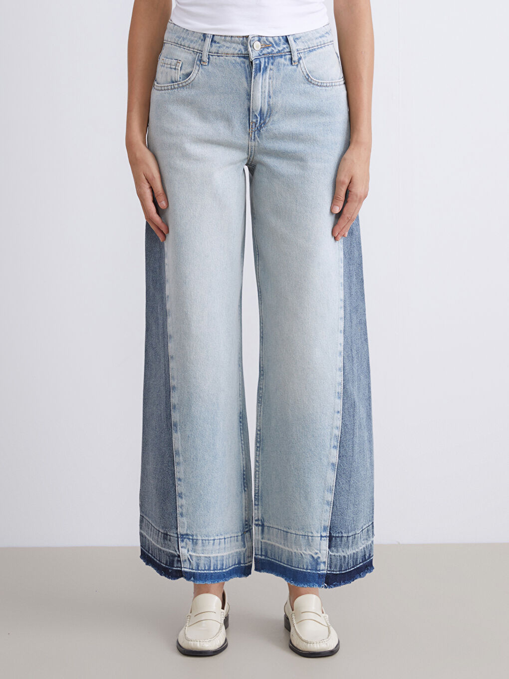 İndigo Wideleg Kadın Jean Pantolon-1