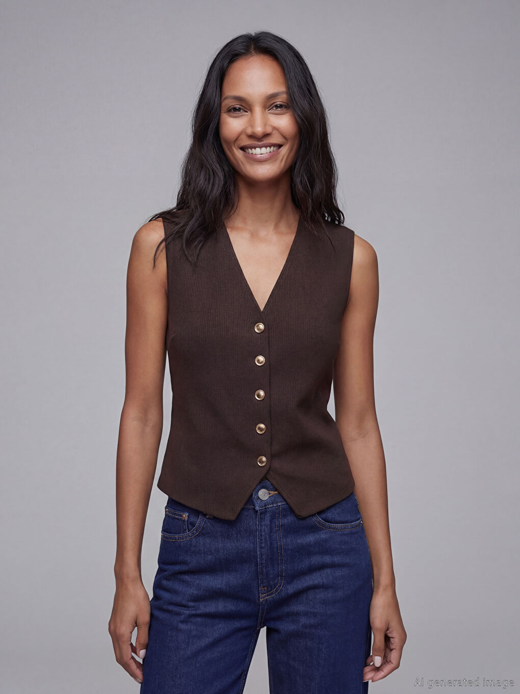 V Neck Women's Knitwear Waistcoat