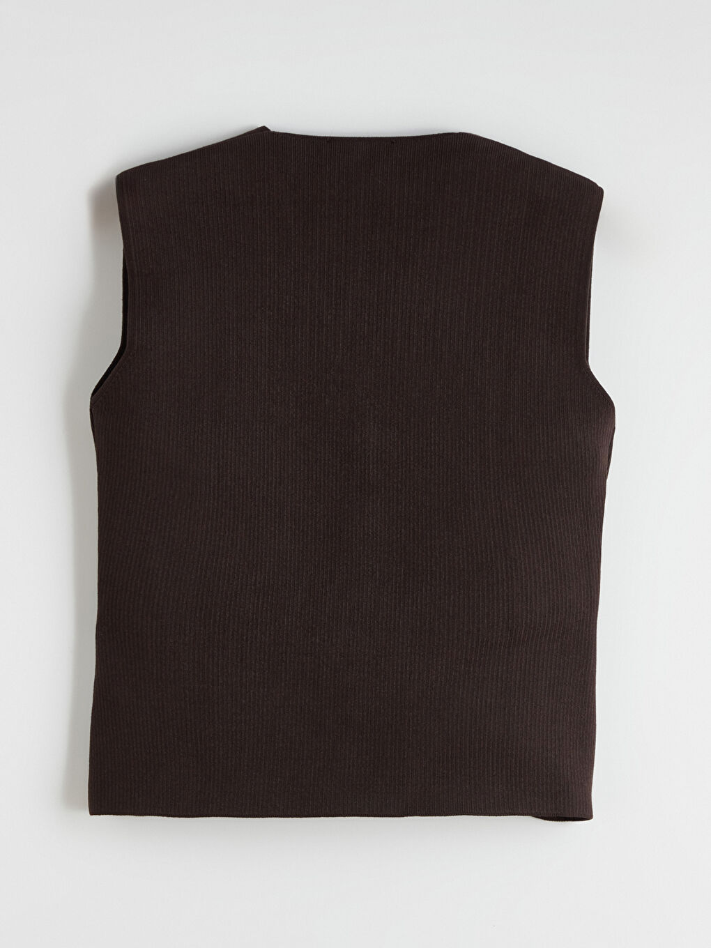 Kahverengi V Yaka Kadın Triko Yelek-5