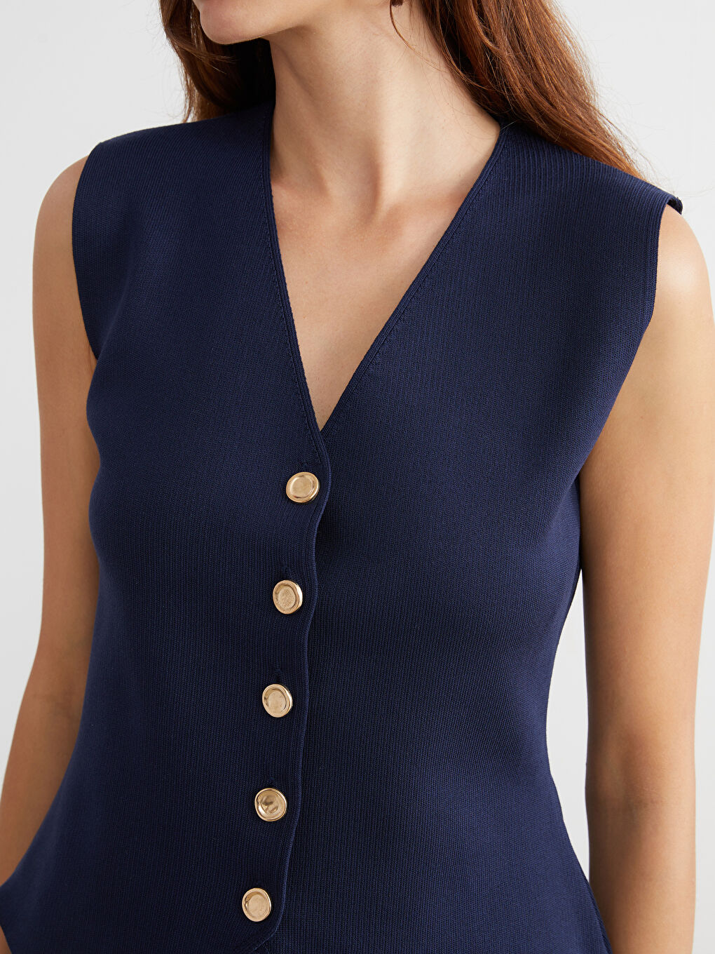 LCW Vision V Neck Women's Knitwear Waistcoat -W5K161Z8-HRC