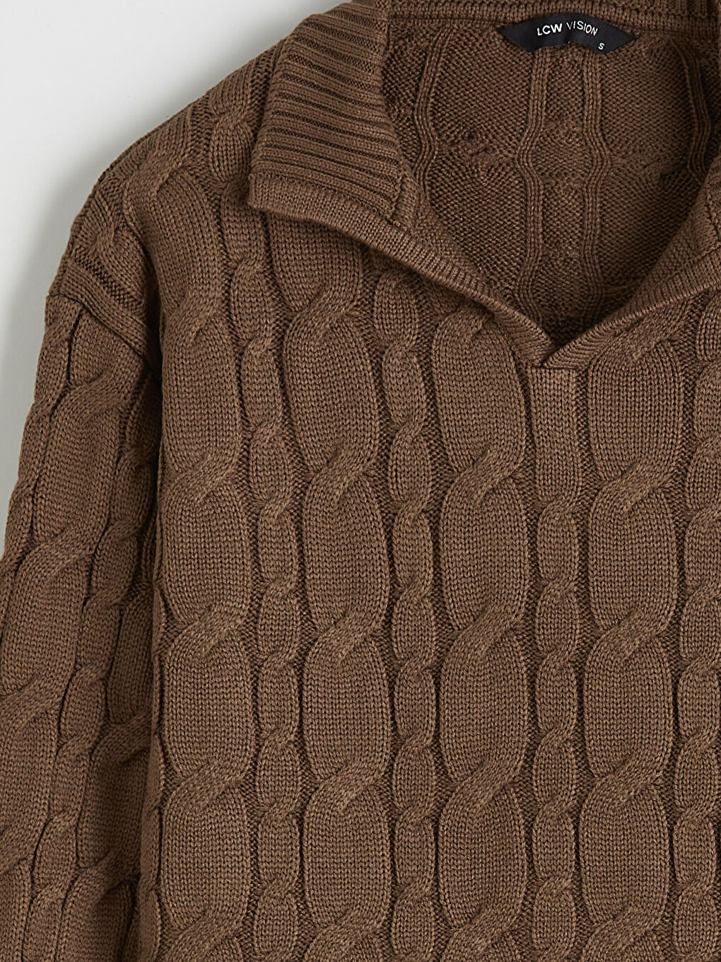 Polo Neck Self Patterned Women's Knitwear Sweater-5