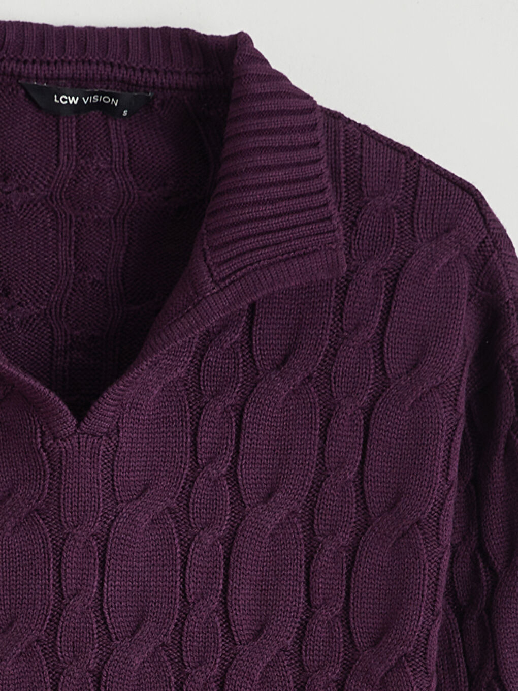 Polo Neck Self Patterned Women's Knitwear Sweater-5