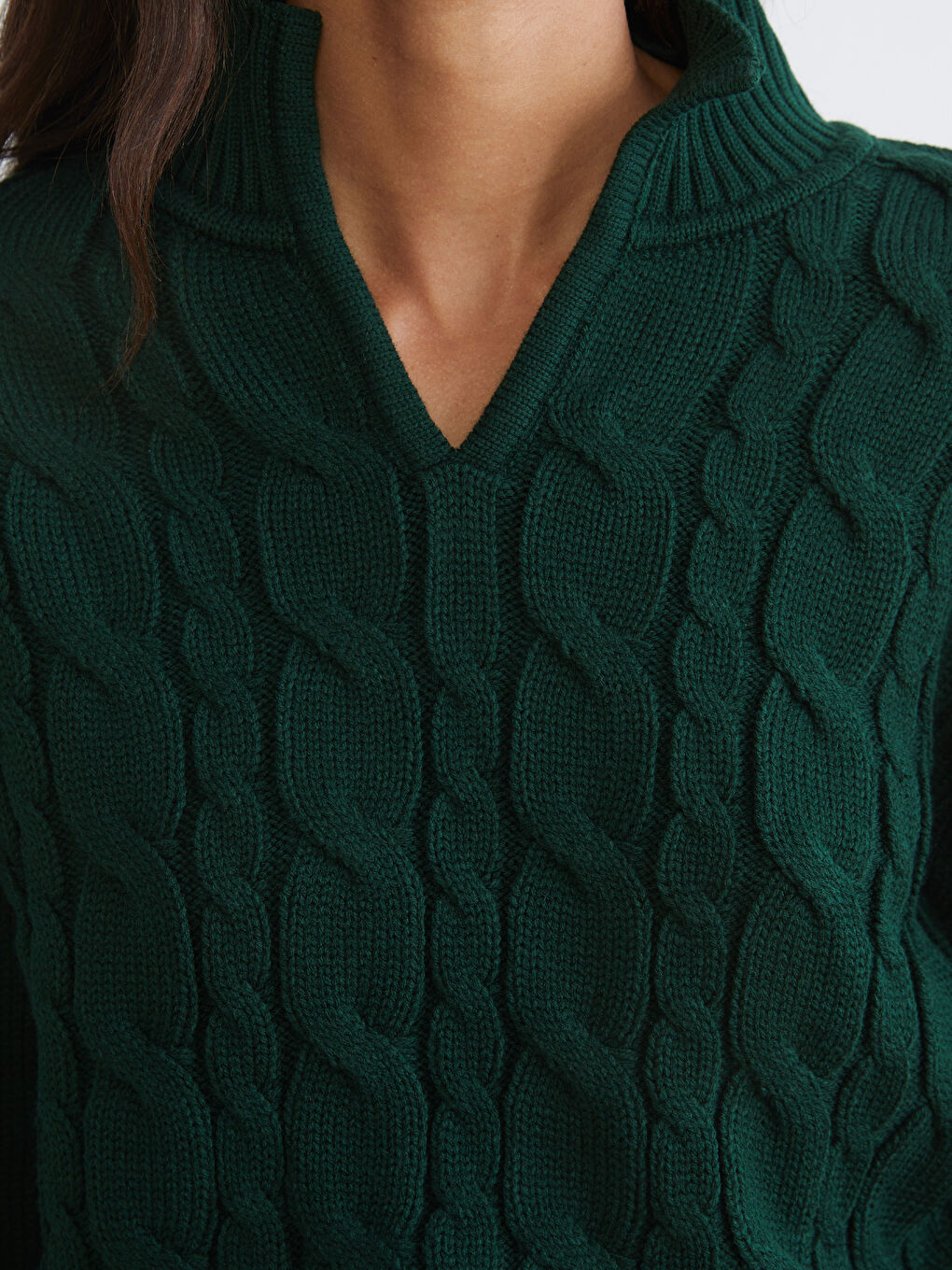 Polo Neck Self Patterned Women's Knitwear Sweater-2