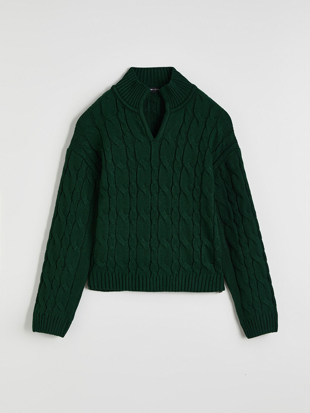 Polo Neck Self Patterned Women's Knitwear Sweater-4