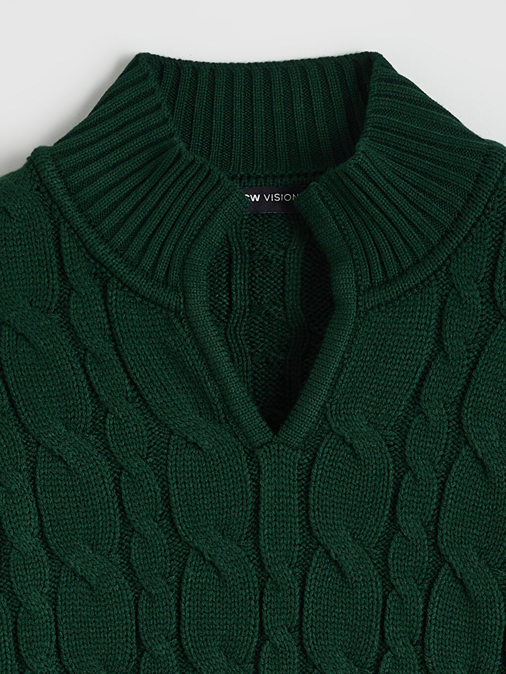 Polo Neck Self Patterned Women's Knitwear Sweater-5