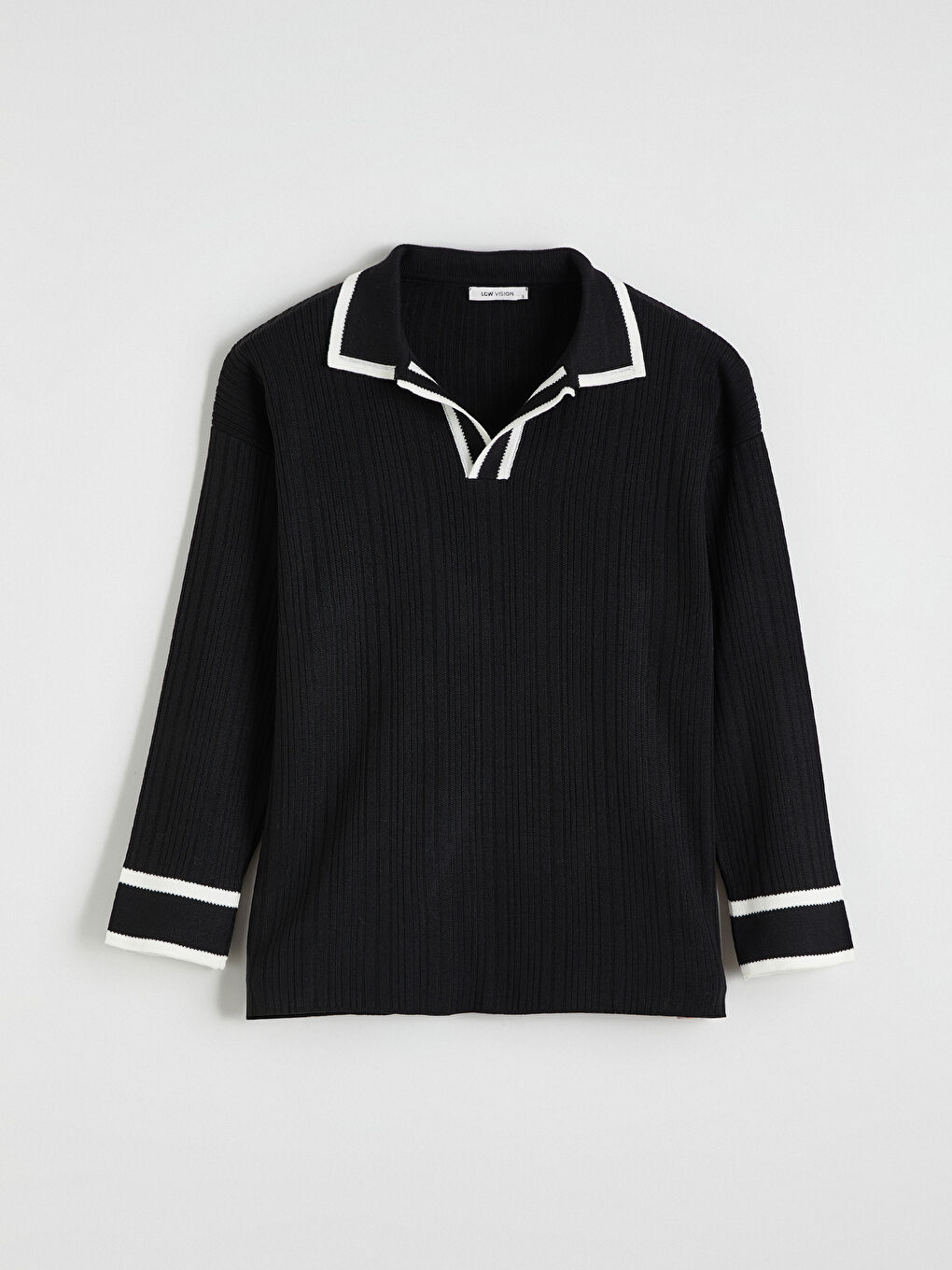 Polo Neck Striped Women's Knitwear Sweater-4