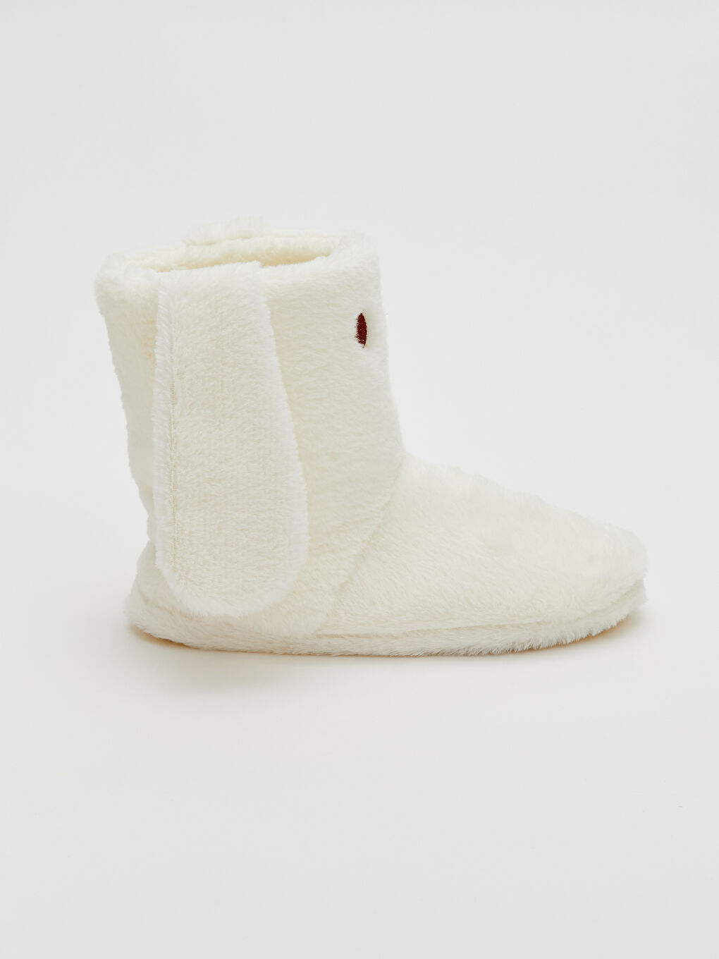 Ekru Tavşan Figürlü Pelüş Kadın Ev Botu Panduf-1