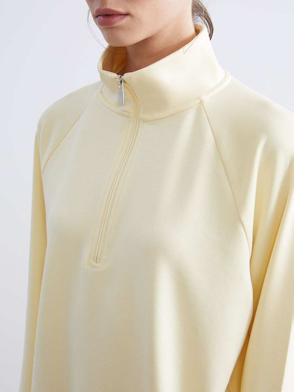 Sarı Dik Yaka Oversize Kadın Sweatshirt-11