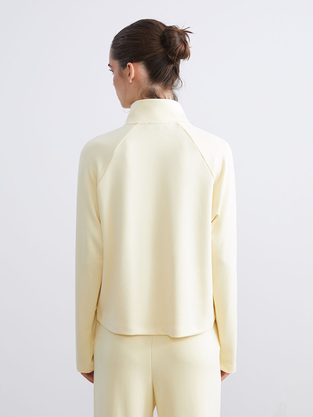 Sarı Dik Yaka Oversize Kadın Sweatshirt-15