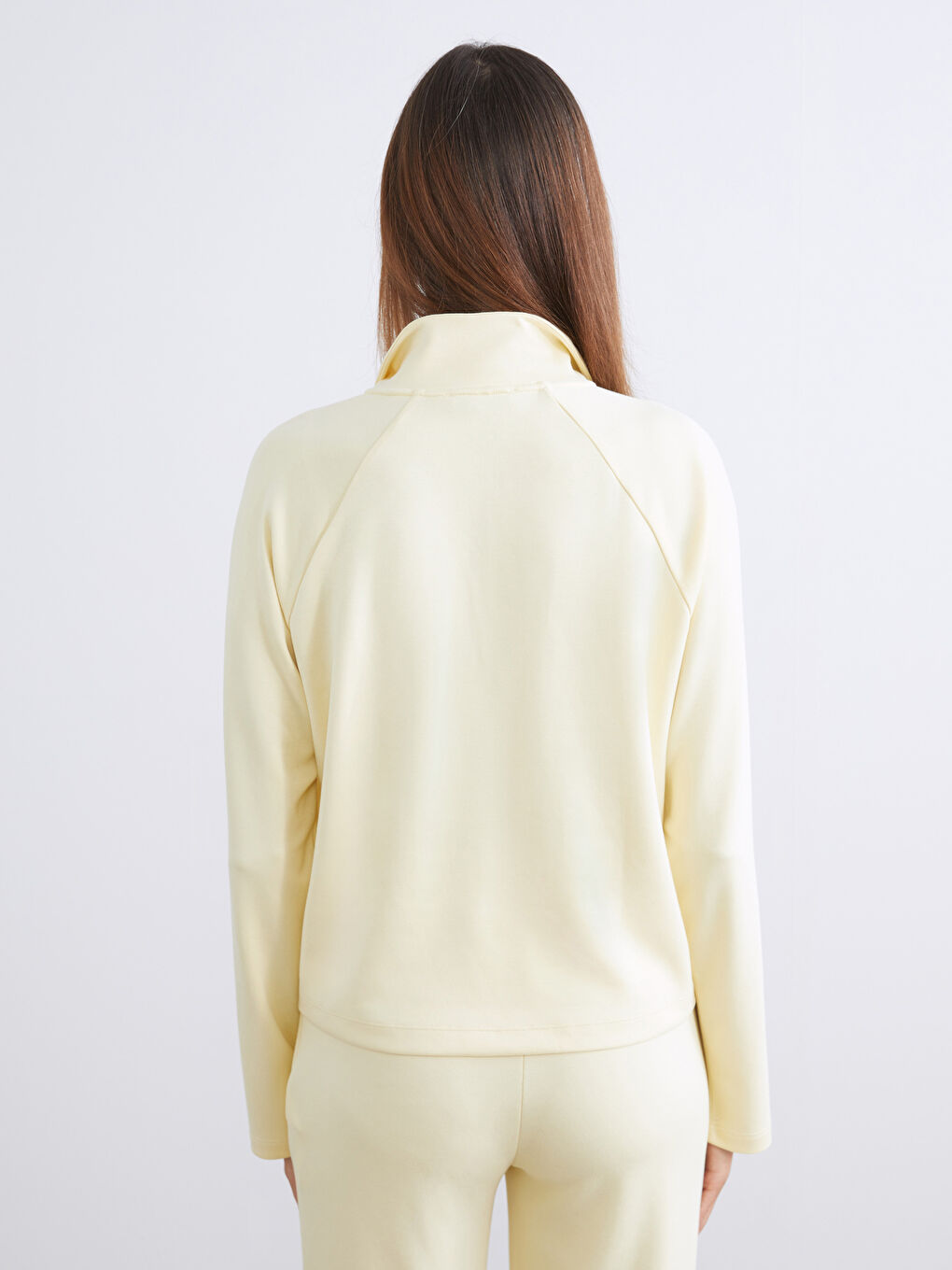 Sarı Dik Yaka Oversize Kadın Sweatshirt-13