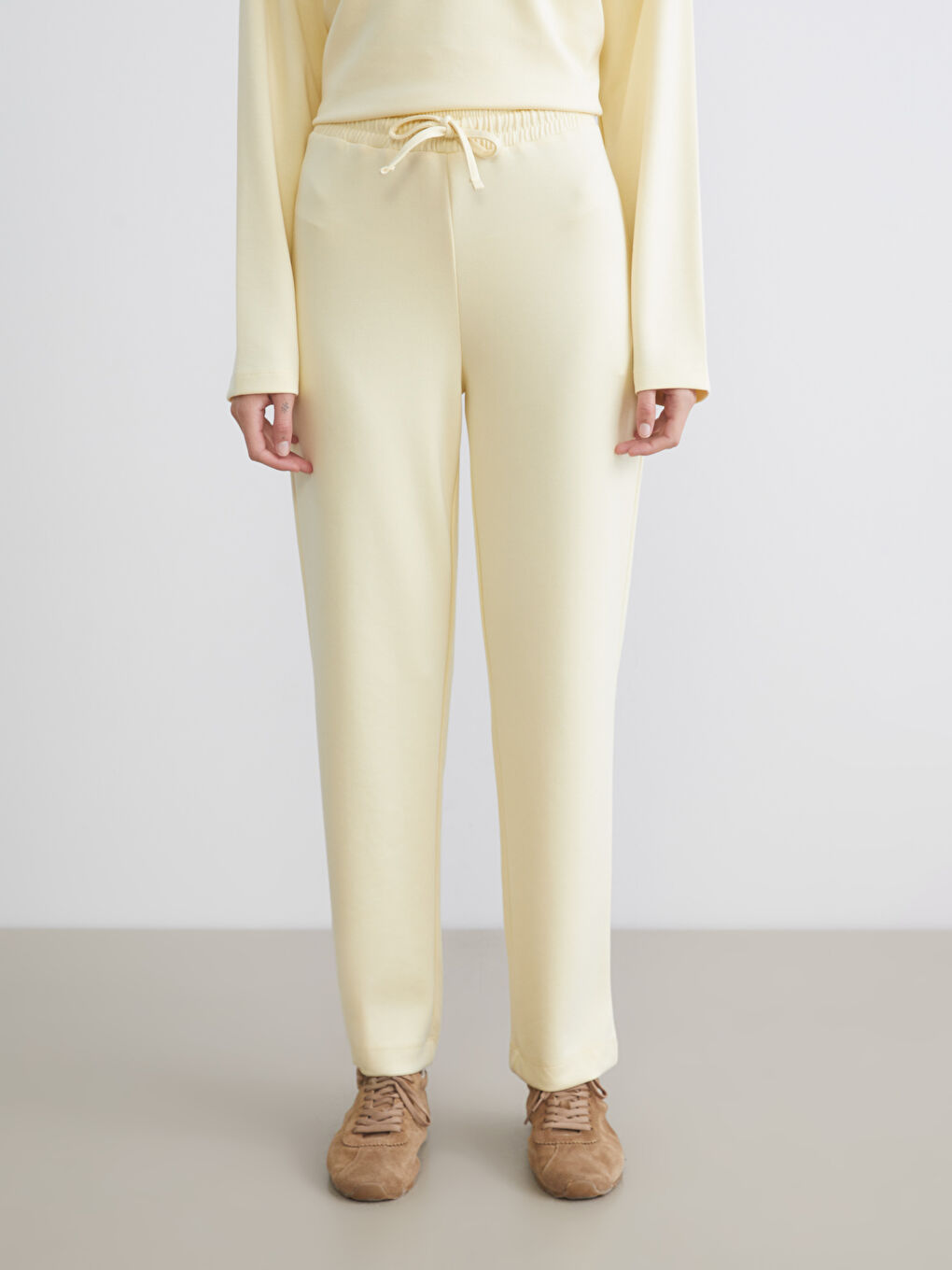 Sarı Beli Lastikli Kadın Eşofman Altı-5