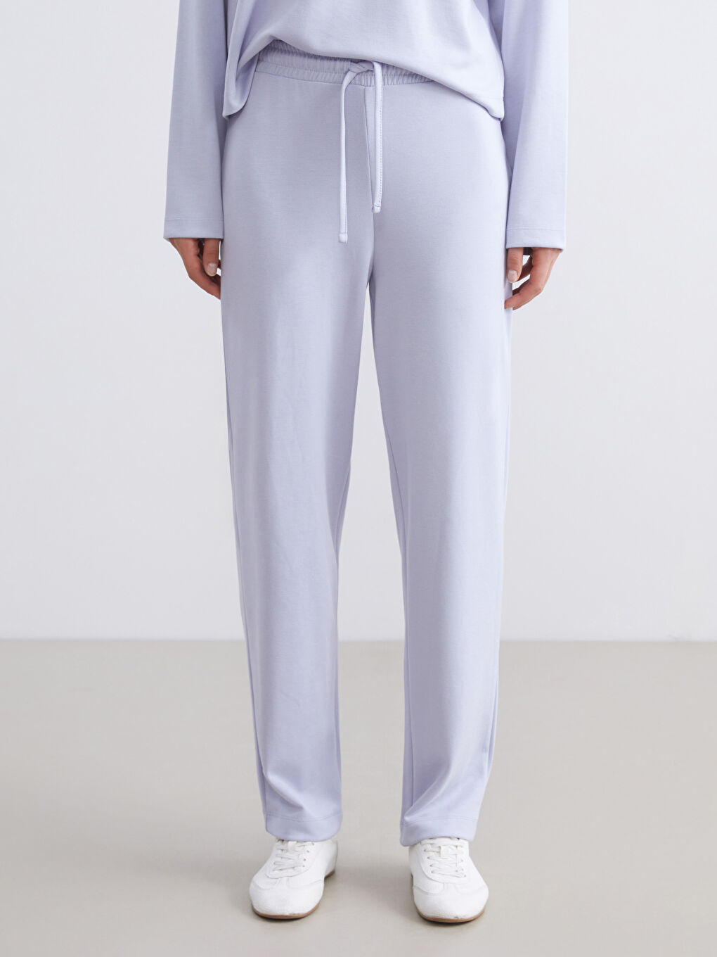 Lila Beli Lastikli Kadın Eşofman Altı-1